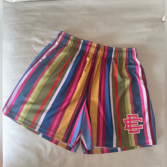 Men’s Eric Emanuel Multicolor Striped Shorts Size XL 100% Authentic - Picture 1 of 10